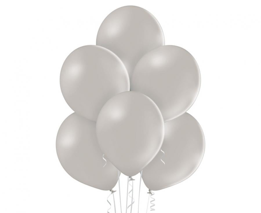 “Pack of 50 pastel grey 30 cm Belbal latex balloons arranged in event setup