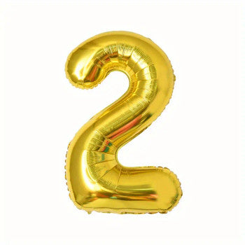 Gold foil balloon number 2, 60 cm party decoration