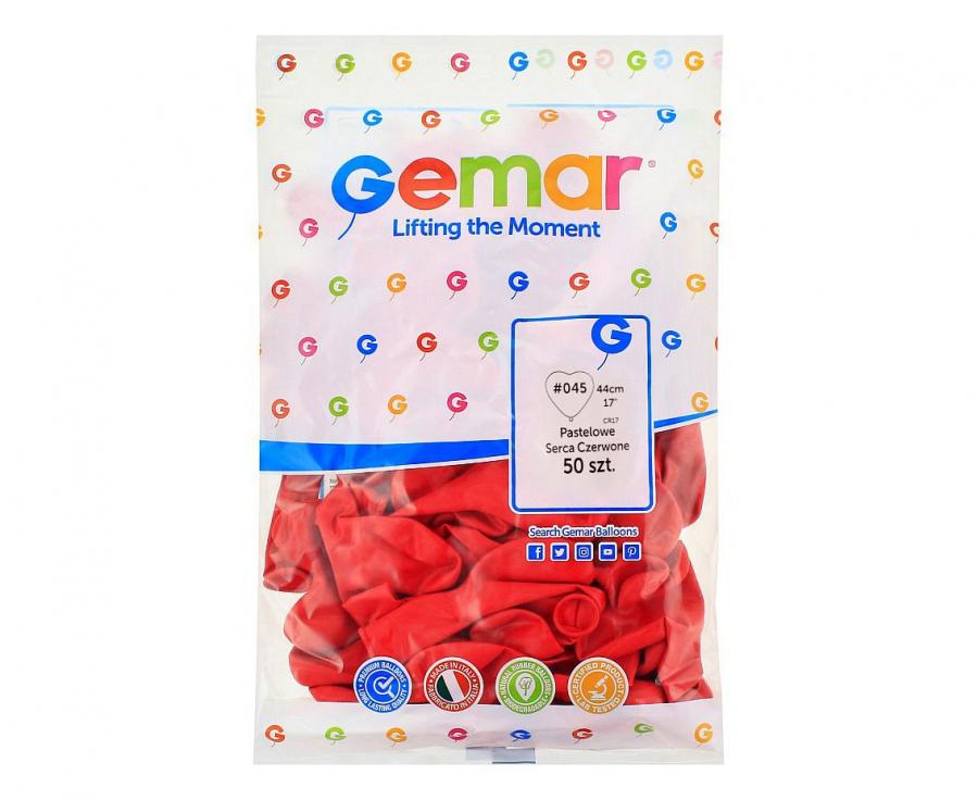 Gemar Latex Balloons Red Heart, 44 cm, 50 pcs Gemar