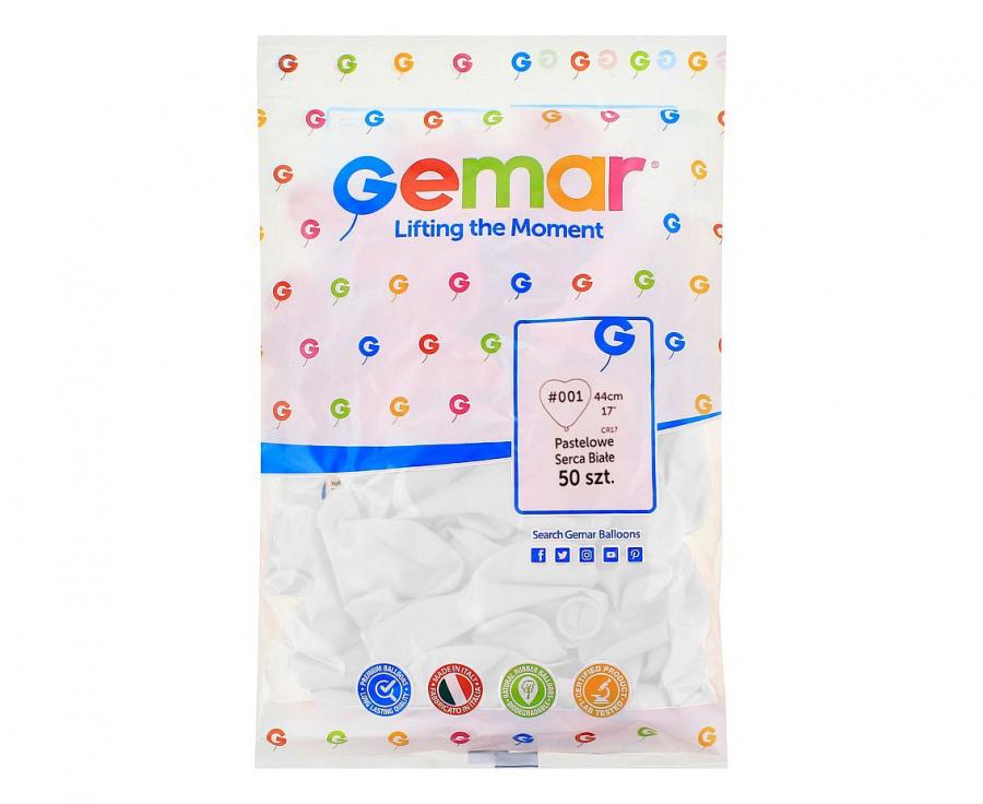 Gemar Latex Balloons White Heart, 44 cm, 50 pcs Gemar