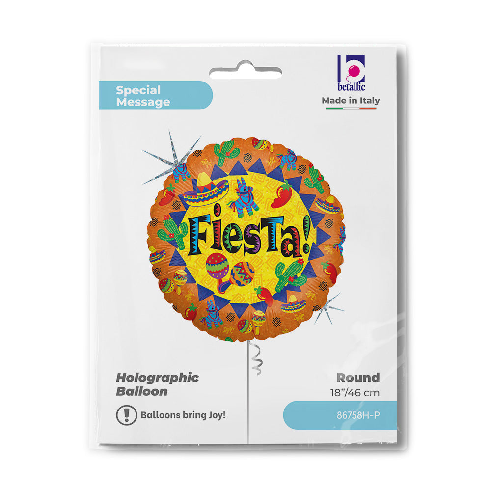 Foil Balloon Fiesta, Round, 18" / 46 cm Grabo