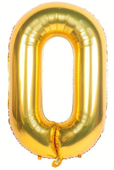 Gold foil balloon number 0, 60 cm party decoration