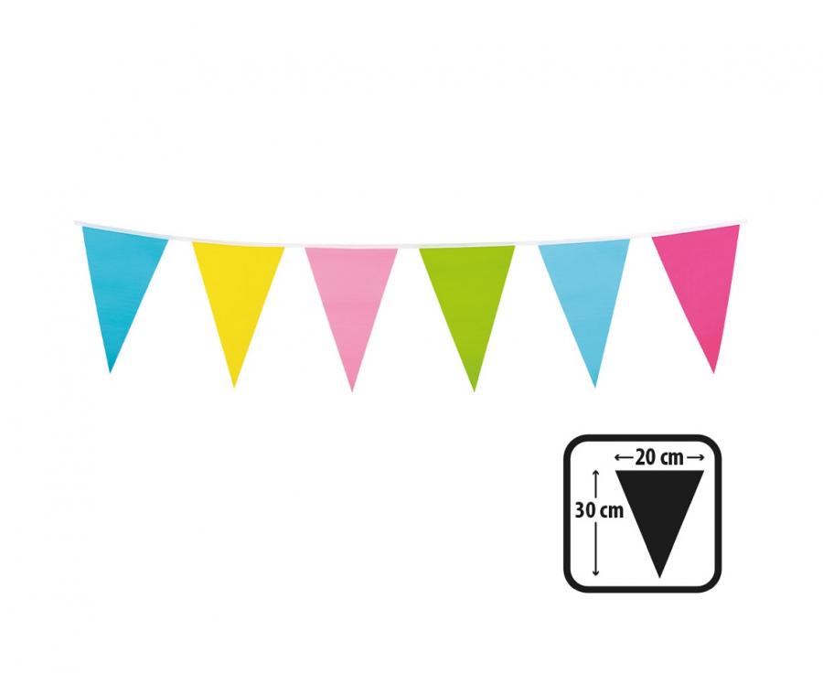 Plastic flag garland multicolor 10 meters party decoration bunting flags