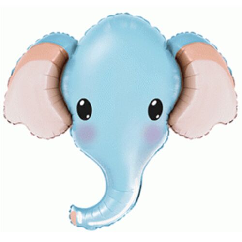 80 cm giant blue elephant foil balloon in metallic finish with self-sealing valve