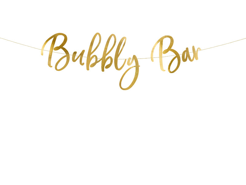 Paper Banner Bubbly Bar, gold, 83x21 cm