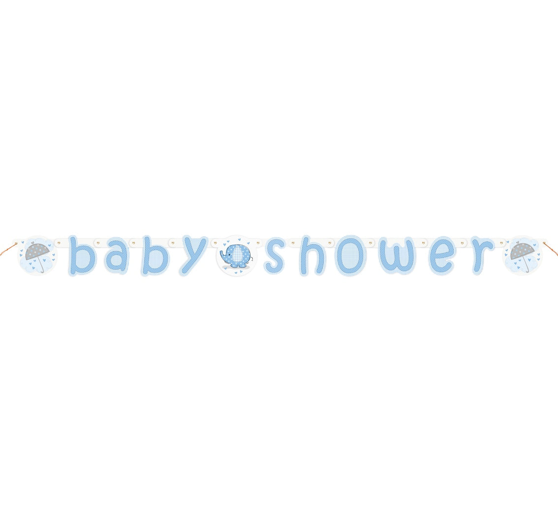 Banderín de papel para baby shower, azul, 160 cm