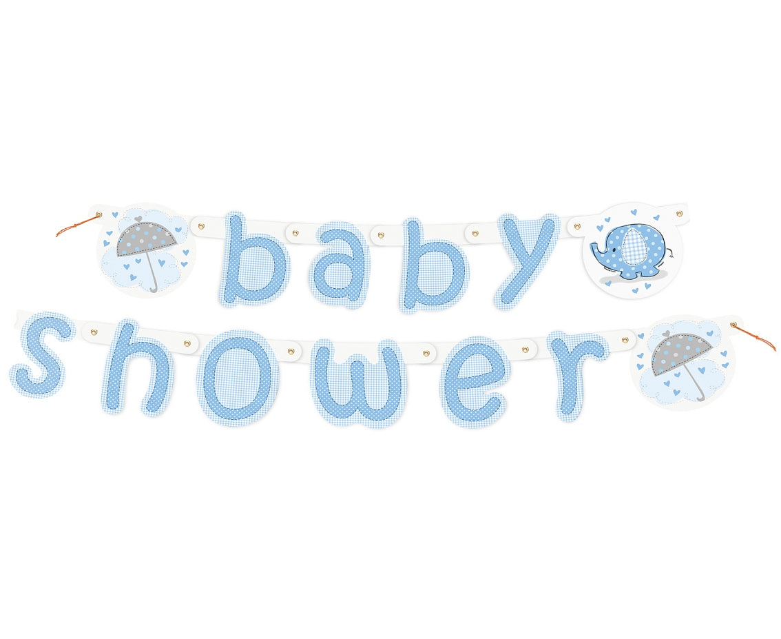 Banderín de papel para baby shower, azul, 160 cm