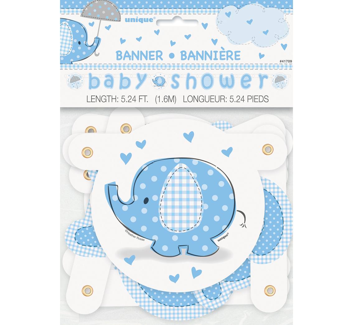Banderín de papel para baby shower, azul, 160 cm