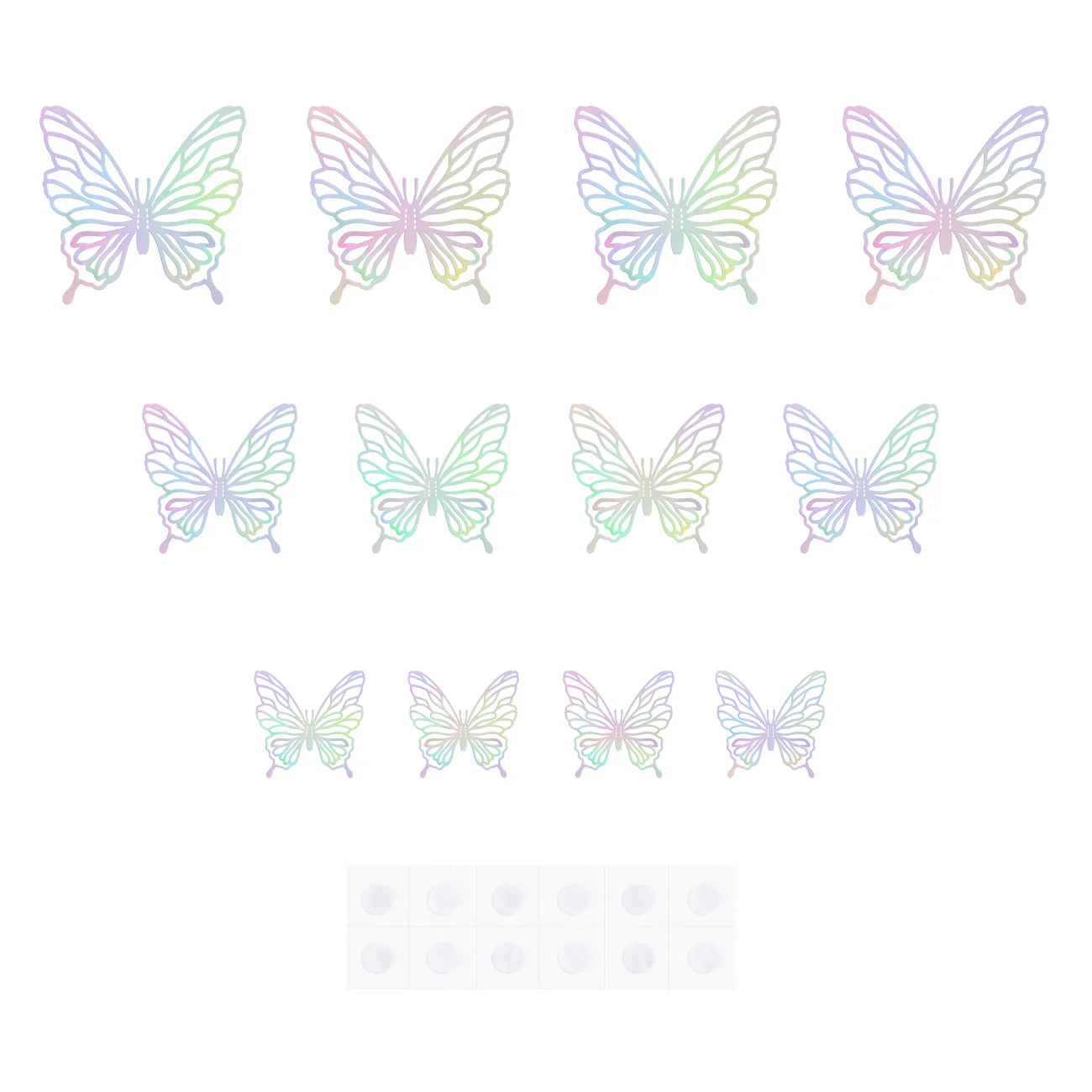 Pegatinas 3D Mariposas caladas plateadas holográficas, 12 uds.
