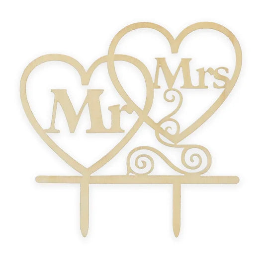Cake topper Mr & Mrs, wooden, 13.5 x 13.5 cm, 1 pcs