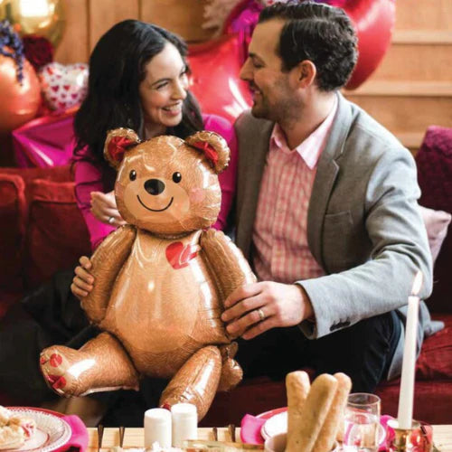 Foil Balloon Bear With Heart, 17x20" / 43x50 cm Anagram