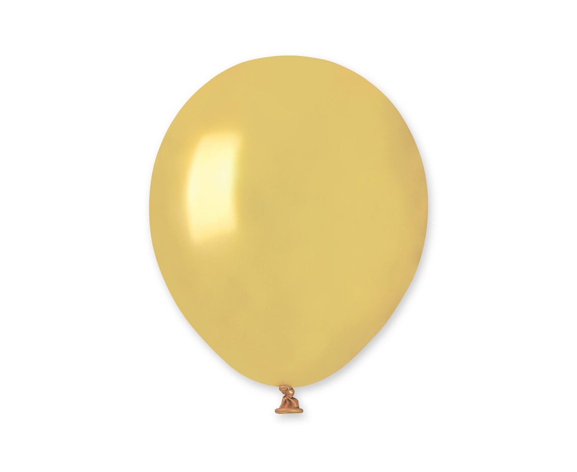 Gemar metallic latex balloons, light gold Dorato, 5"/ 13 cm, 100 pcs Gemar
