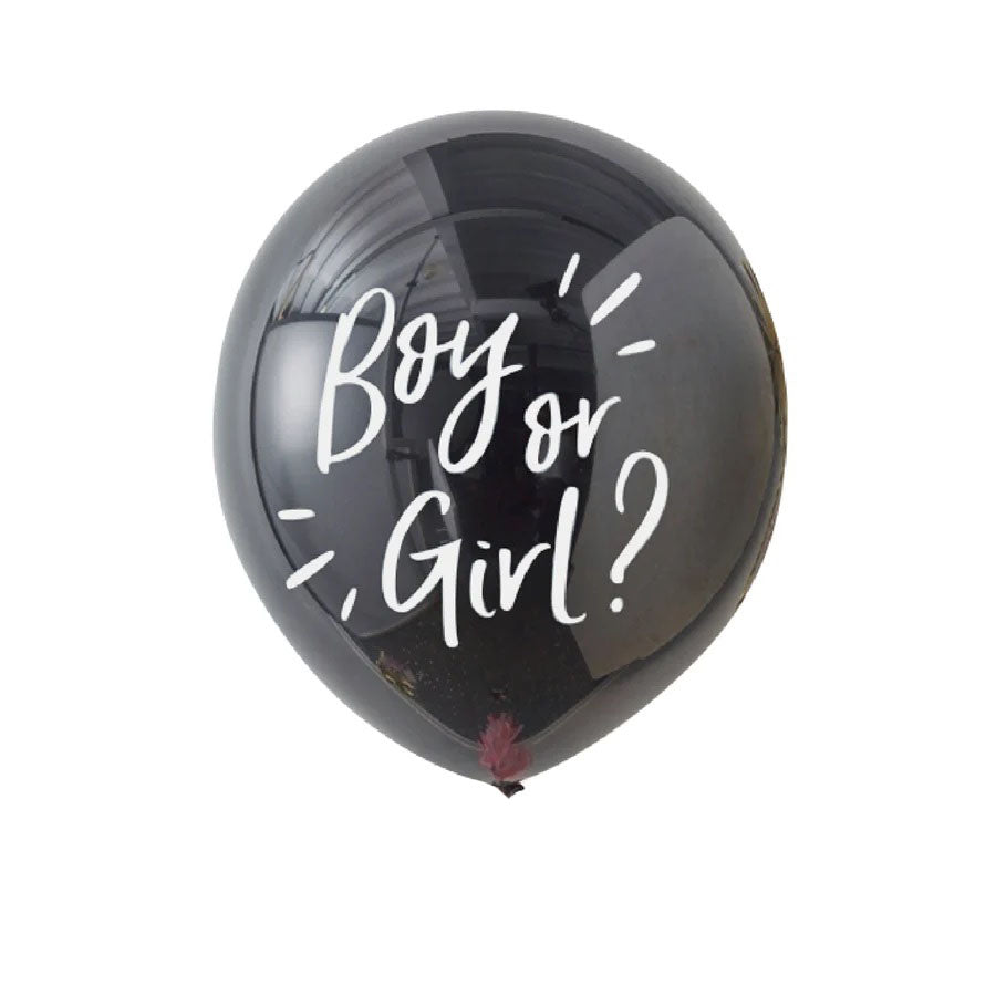 36 inch latex confetti balloon – black with pink confetti inside