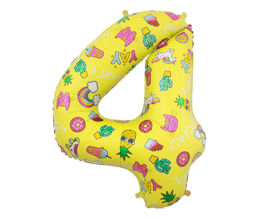 Foil Balloon Number ''4'', 78 cm, images Godan