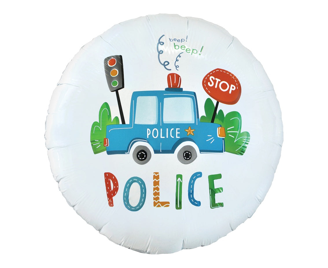 Foil Balloon Police Round, 18" / 45 cm Godan