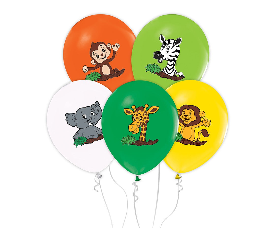 Latex balloons Safari, color mix, 12"/ 30 cm, 5 pcs. Godan