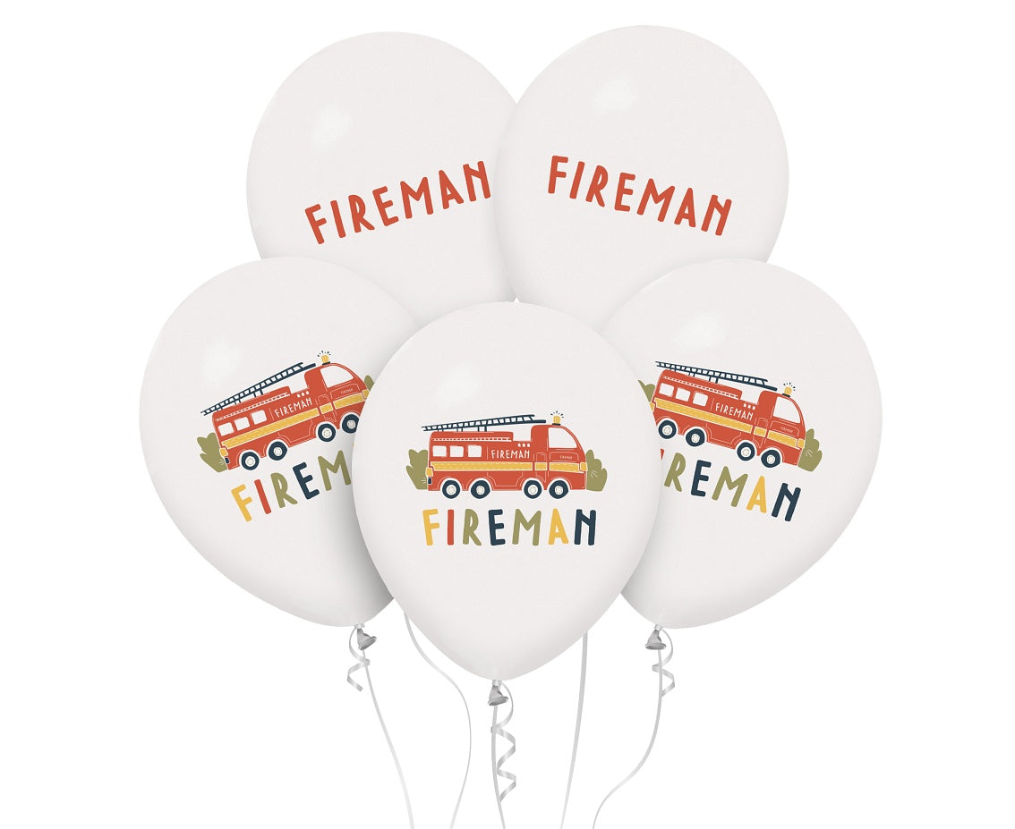 Latex balloons Fireman, color mix, 12"/ 30 cm, 5 pcs. Godan