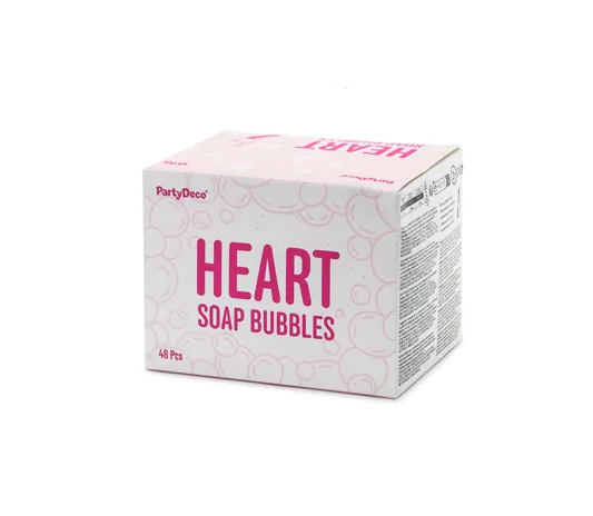 Pompas de jabón, botellas blancas con forma de corazón, 48 uds. por caja
