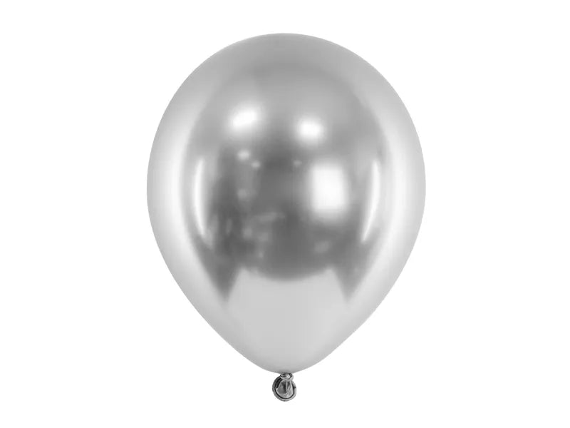 Glossy latex balloons, silver, 46 cm, 5 pcs. Partydeco