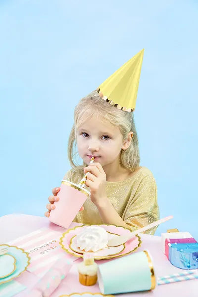 Chapéus de festa, mistura de cores pastel, 16 cm, 6 peças
