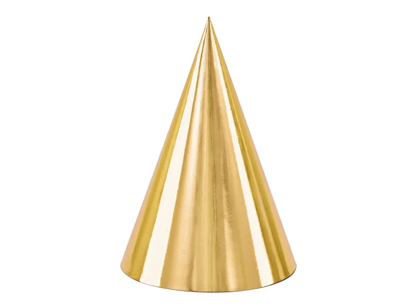 Chapéus de festa, dourados, 16 cm, 6 peças