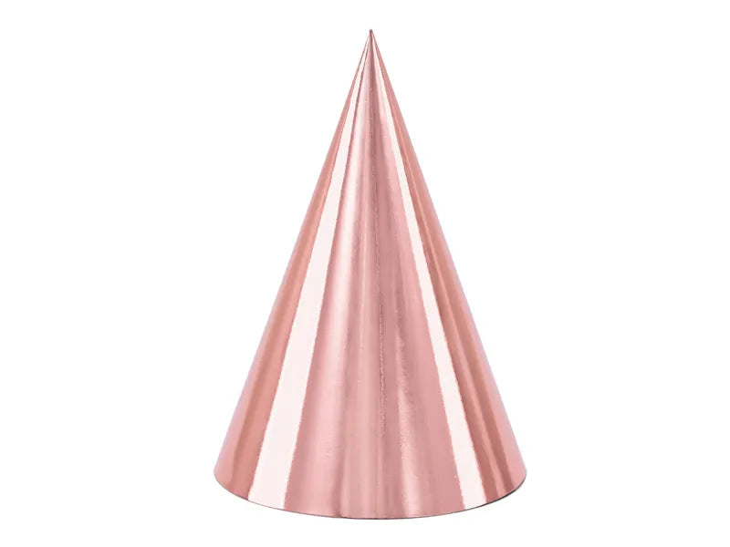 Chapéus de festa, ouro rosa, 16 cm, 6 peças