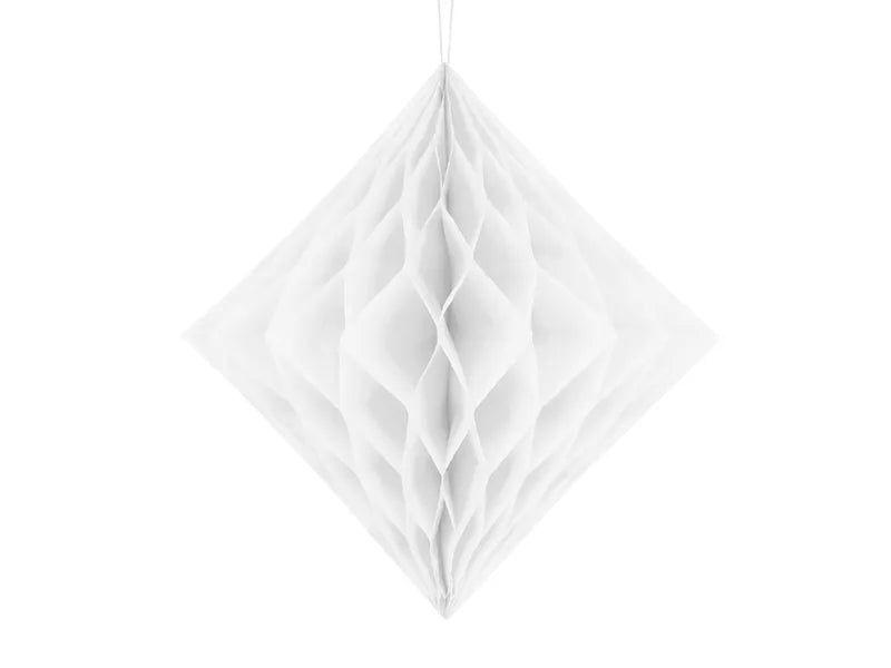 Honeycomb Diamond, white, tissue paper, 30cm, 1 pcs Partydeco