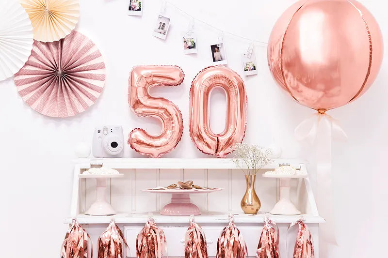 Foil Balloon Number ''5'', 35cm, rose gold Partydeco