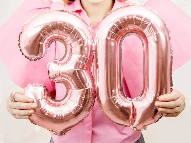 Foil Balloon Number ''0'', 35cm, rose gold