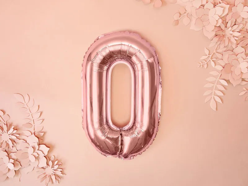 Foil Balloon Number ''0'', 35cm, rose gold