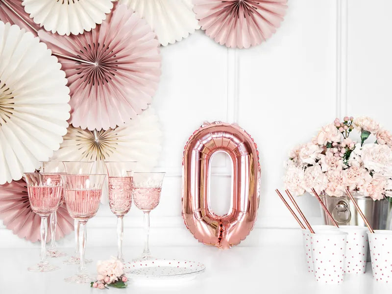 Foil Balloon Number ''0'', 35cm, rose gold