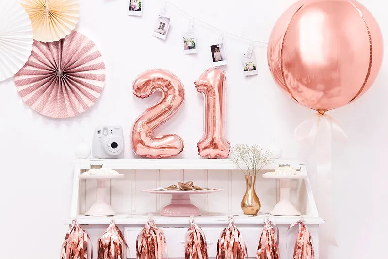 Foil Balloon Number ''1'', 35cm, rose gold Partydeco