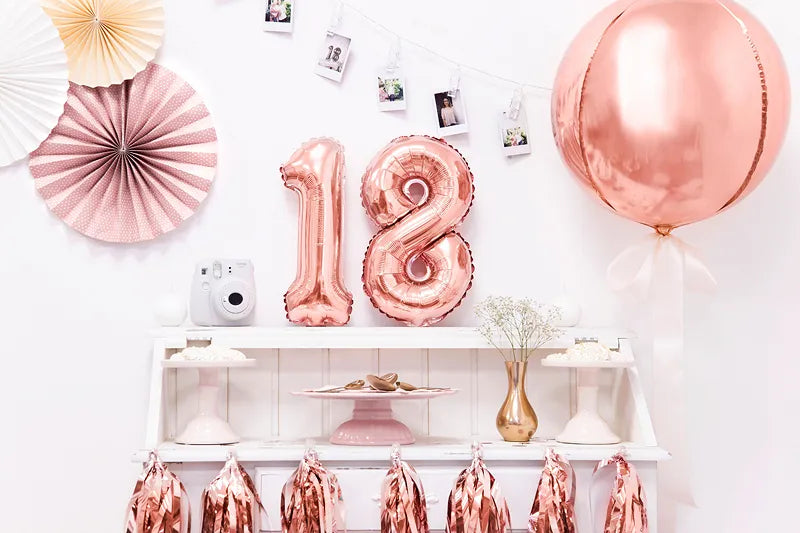Globo de aluminio número 3, 35 cm, oro rosa
