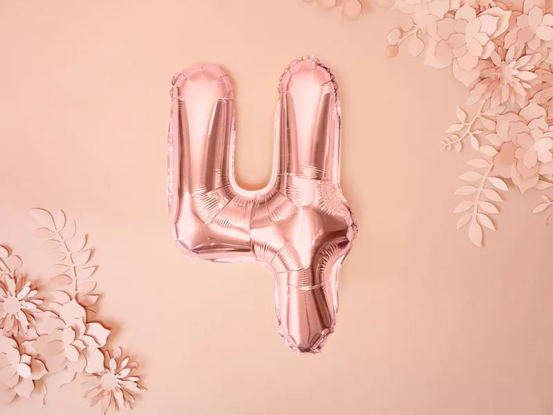 Globo de aluminio número 4, 35 cm, oro rosa