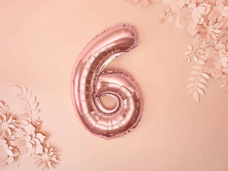 Foil Balloon Number ''6'', 35cm, rose gold