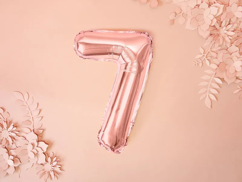 Foil Balloon Number ''7'', 35cm, rose gold Partydeco