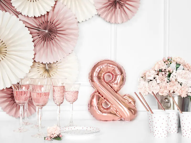 Foil Balloon ''&'', 35cm, rose gold Partydeco