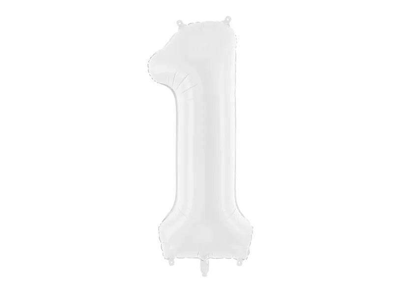 Foil Balloon Number ''1'', 86cm,white Partydeco