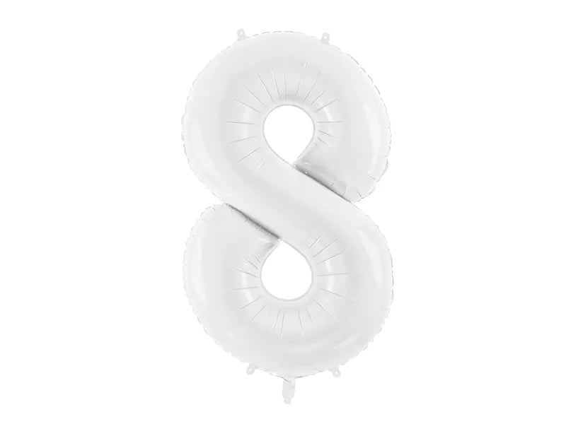 Foil Balloon Number ''8'', 86cm,white Partydeco