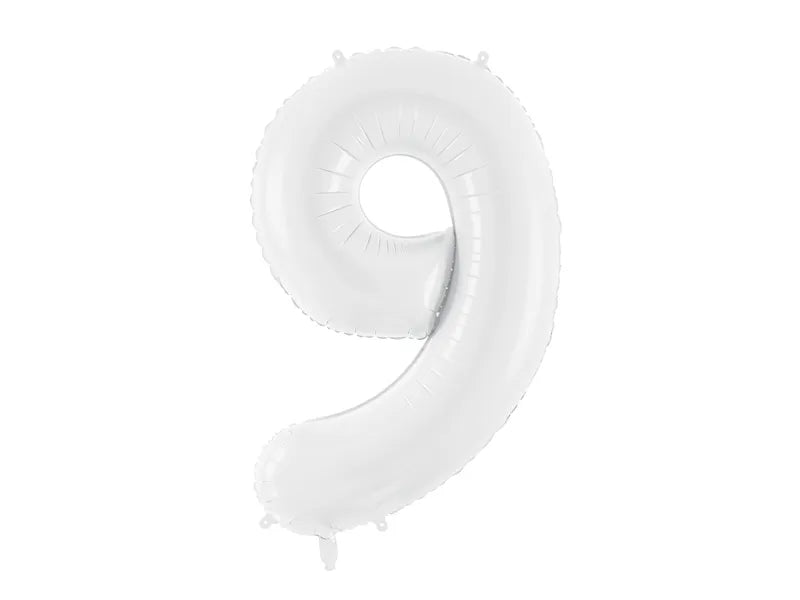 Foil Balloon Number ''9'', 86cm,white Partydeco