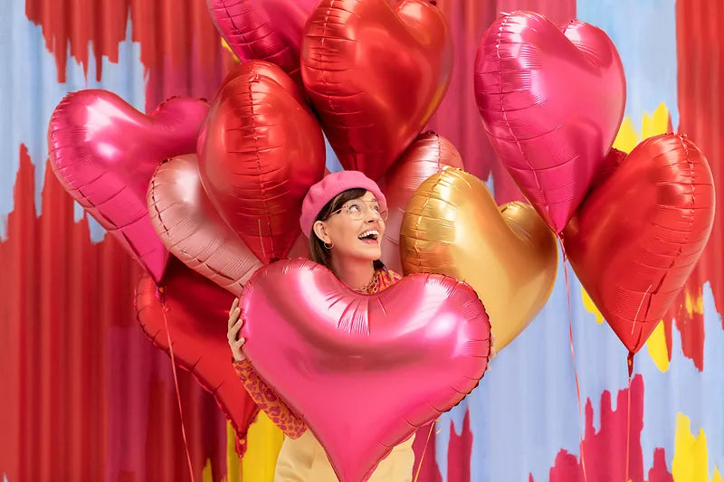 Globo de aluminio con forma de corazón, oro rosa satinado, 24 x 21 pulgadas / 61 x 53 cm