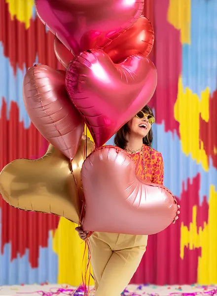 Globo de aluminio con forma de corazón, oro rosa satinado, 24 x 21 pulgadas / 61 x 53 cm