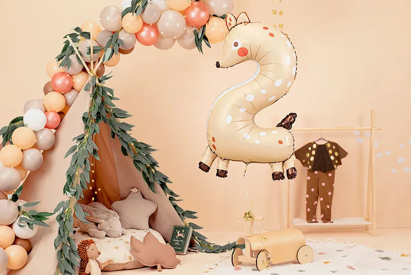 Foil Balloon Number ''2'', 88cm, roe-deer Partydeco