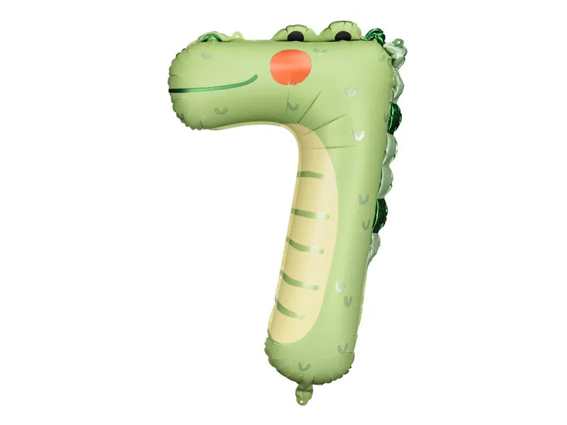 Foil balloon Number 7 - Crocodile, 56x85 cm, mix