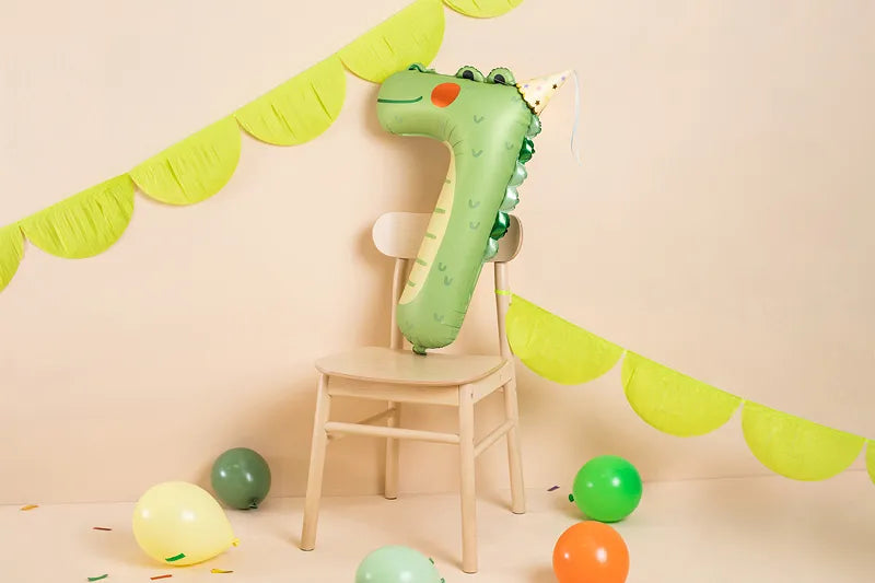 Foil balloon Number 7 - Crocodile, 56x85 cm, mix