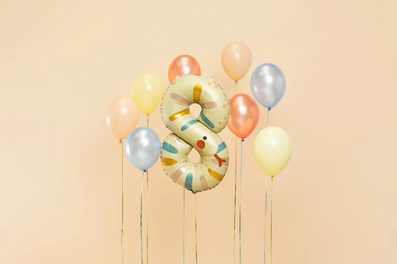 Foil balloon Number 8 - Snake, 55x88 cm, mix Partydeco