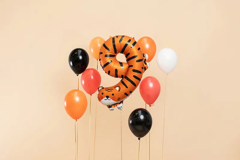 Foil balloon Number 9 - Tiger, 64x87 cm, mix Partydeco