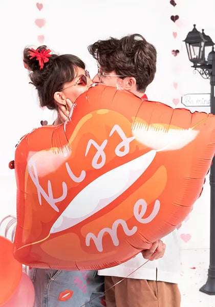 Lábios de Balão de Foil - Kiss Me, 34 x 25,5" / 86,5 x 65 cm