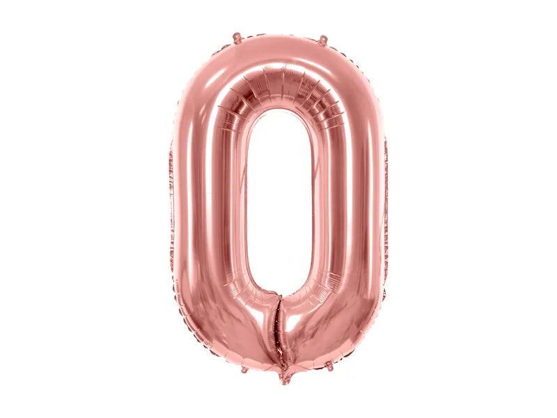 Balão Foil Número ''0'', 86cm, ouro rosa