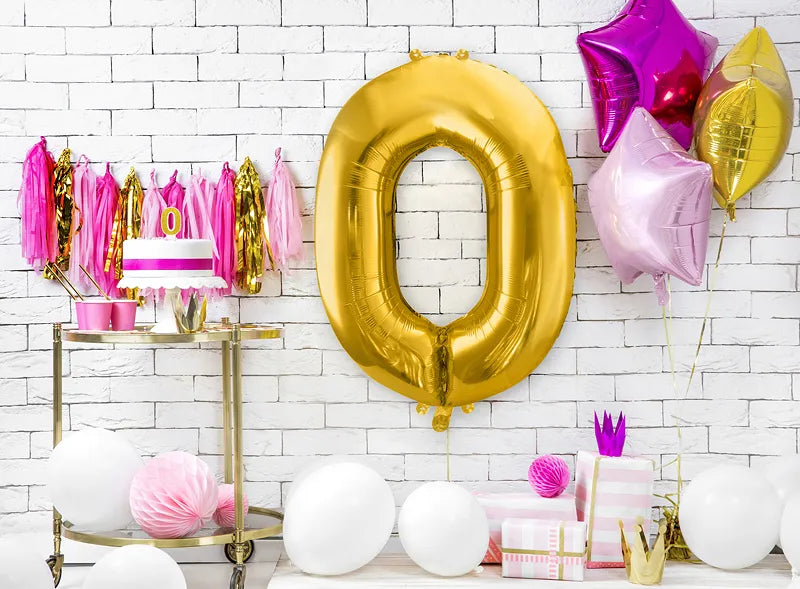 Foil Balloon Number ''0'', 86cm, gold Partydeco